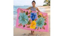 Special Offer Rayon Sarong Hand Painted Flower Design Handmade In Bali